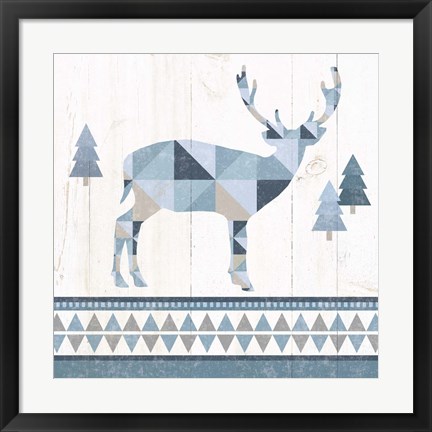 Framed Nordic Geo Lodge Deer I Print