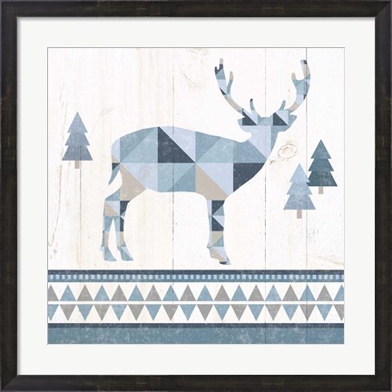 Framed Nordic Geo Lodge Deer I Print