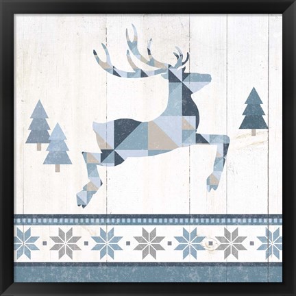 Framed Nordic Geo Lodge Deer III Print