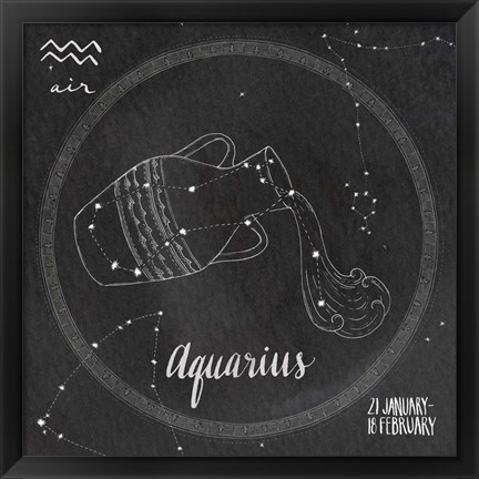 Framed Night Sky Aquarius Print