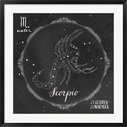 Framed Night Sky Scorpio Print