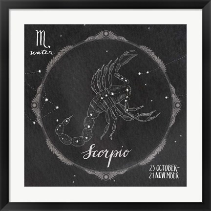 Framed Night Sky Scorpio Print