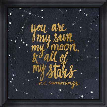 Framed Starry Words III Gold Print