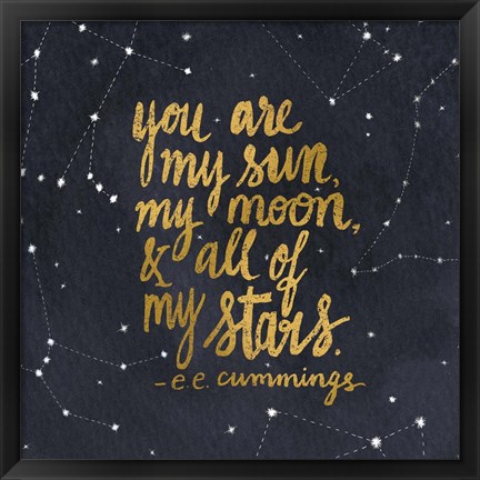 Framed Starry Words III Gold Print