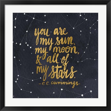 Framed Starry Words III Gold Print