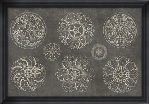 Framed Rosette IX Gray Print
