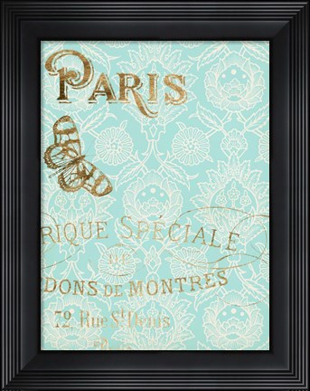 Framed Paris in Gold I Print