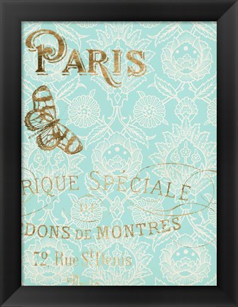 Framed Paris in Gold I Print