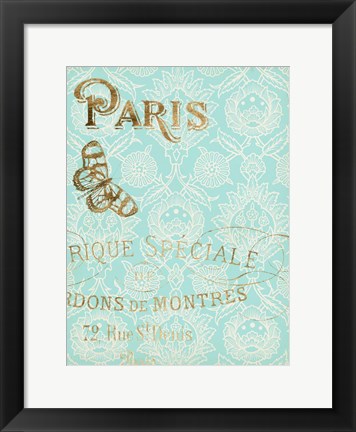 Framed Paris in Gold I Print