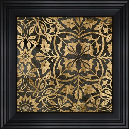 Framed Golden Damask I Print