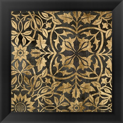 Framed Golden Damask I Print