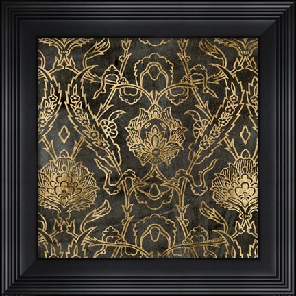 Framed Golden Damask II Print