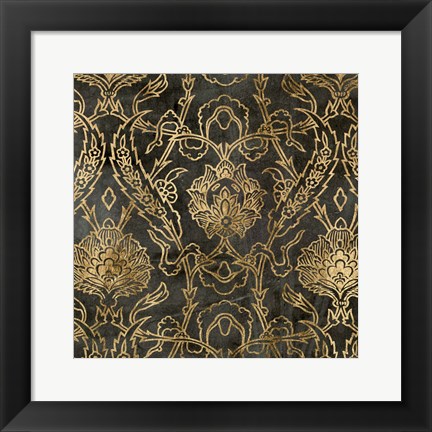 Framed Golden Damask II Print