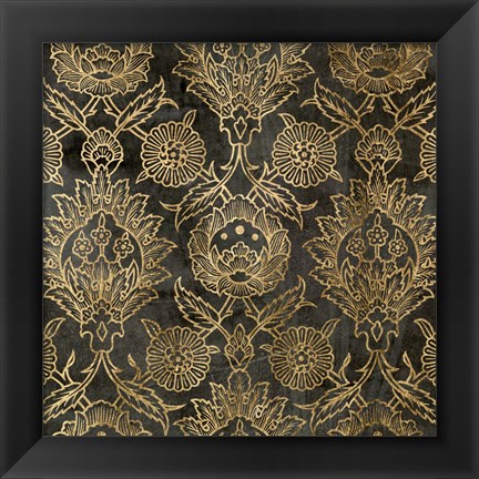 Framed Golden Damask IV Print