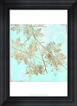 Framed Aqua &amp; Gold Maple I Print