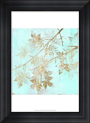 Framed Aqua &amp; Gold Maple II Print