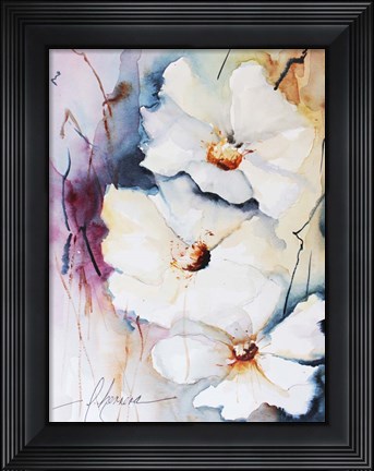 Framed Blooms Aquas I Print