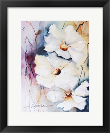 Framed Blooms Aquas I Print