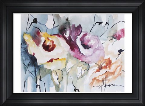 Framed Blooms Aquas IV Print