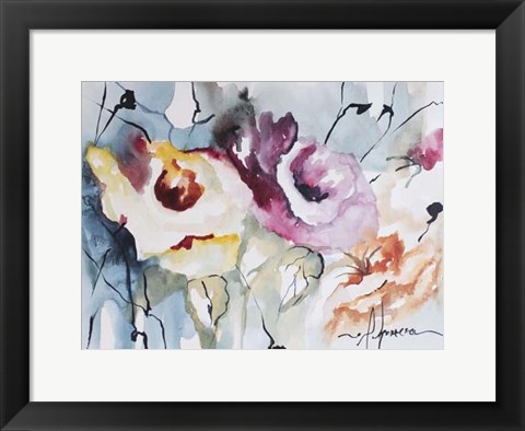 Framed Blooms Aquas IV Print