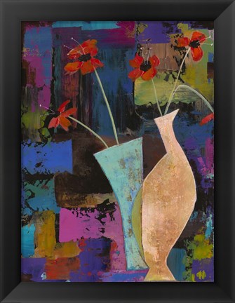 Framed Abstract Expressionist Flowers I Print