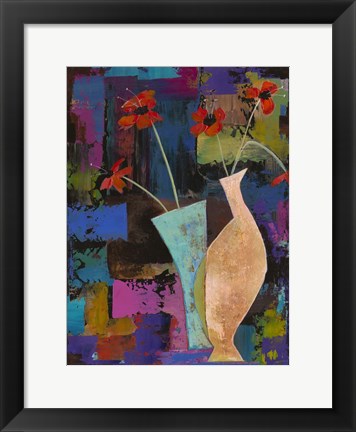 Framed Abstract Expressionist Flowers I Print