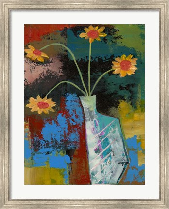 Framed Abstract Expressionist Flowers III Print