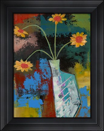 Framed Abstract Expressionist Flowers III Print