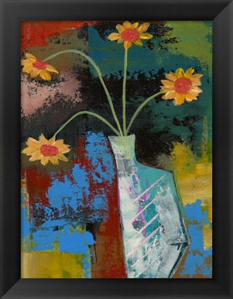 Framed Abstract Expressionist Flowers III Print