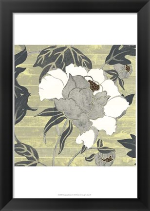 Framed Woodgrain Peony I Print