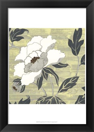 Framed Woodgrain Peony II Print