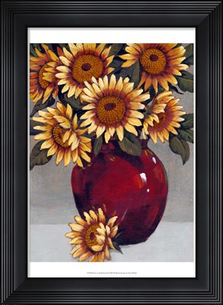 Framed Vase of Sunflowers II Print