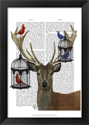 Framed Deer &amp; Bird Cages Print