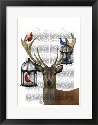 Framed Deer &amp; Bird Cages Print