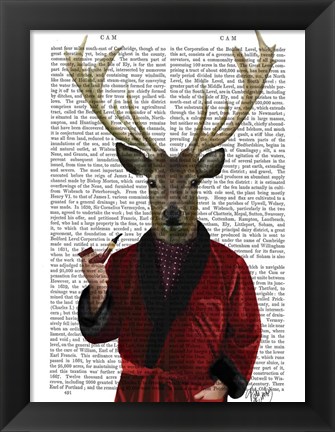 Framed Deer in Smoking Jacket Print