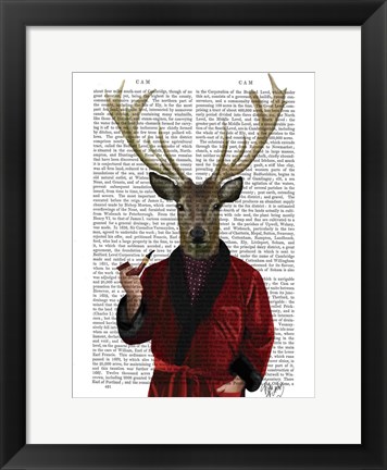 Framed Deer in Smoking Jacket Print