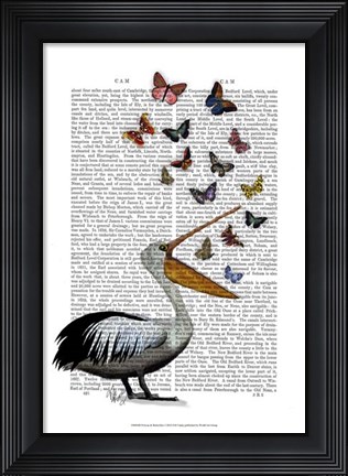 Framed Pelican &amp; Butterflies Print
