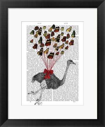 Framed Ostrich Flying with Butterflies Print