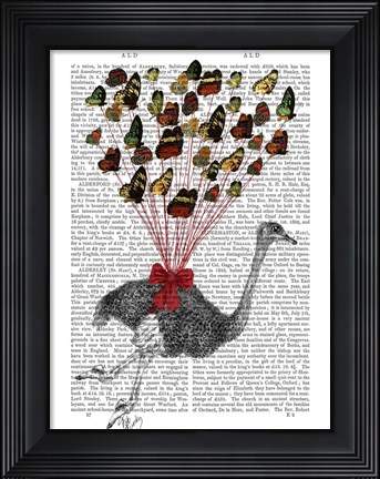 Framed Ostrich Flying with Butterflies Print