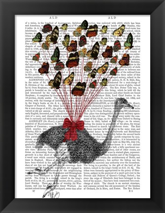 Framed Ostrich Flying with Butterflies Print