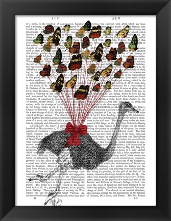Framed Ostrich Flying with Butterflies Print