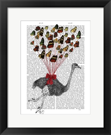 Framed Ostrich Flying with Butterflies Print