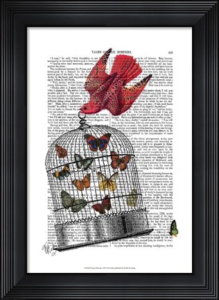 Framed Flying Birdcage Print