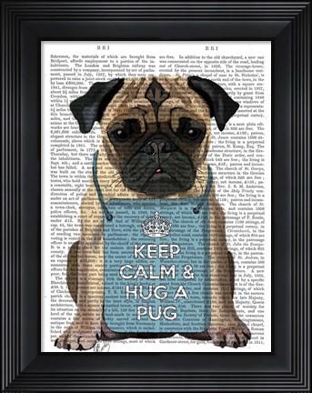 Framed Hug a Pug Print