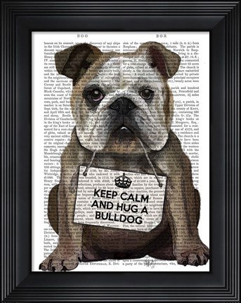 Framed Hug a Bulldog Print
