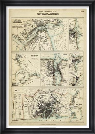 Framed Map of the Coast of England III Print