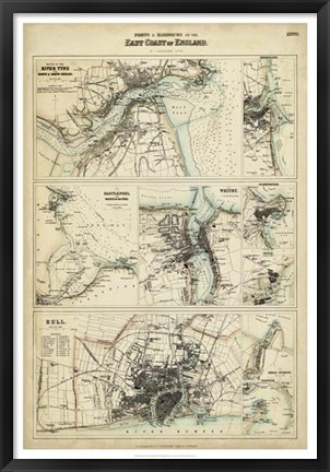 Framed Map of the Coast of England III Print