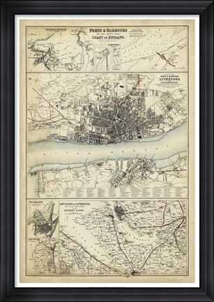 Framed Map of the Coast of England IV Print