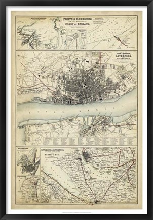 Framed Map of the Coast of England IV Print