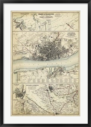 Framed Map of the Coast of England IV Print